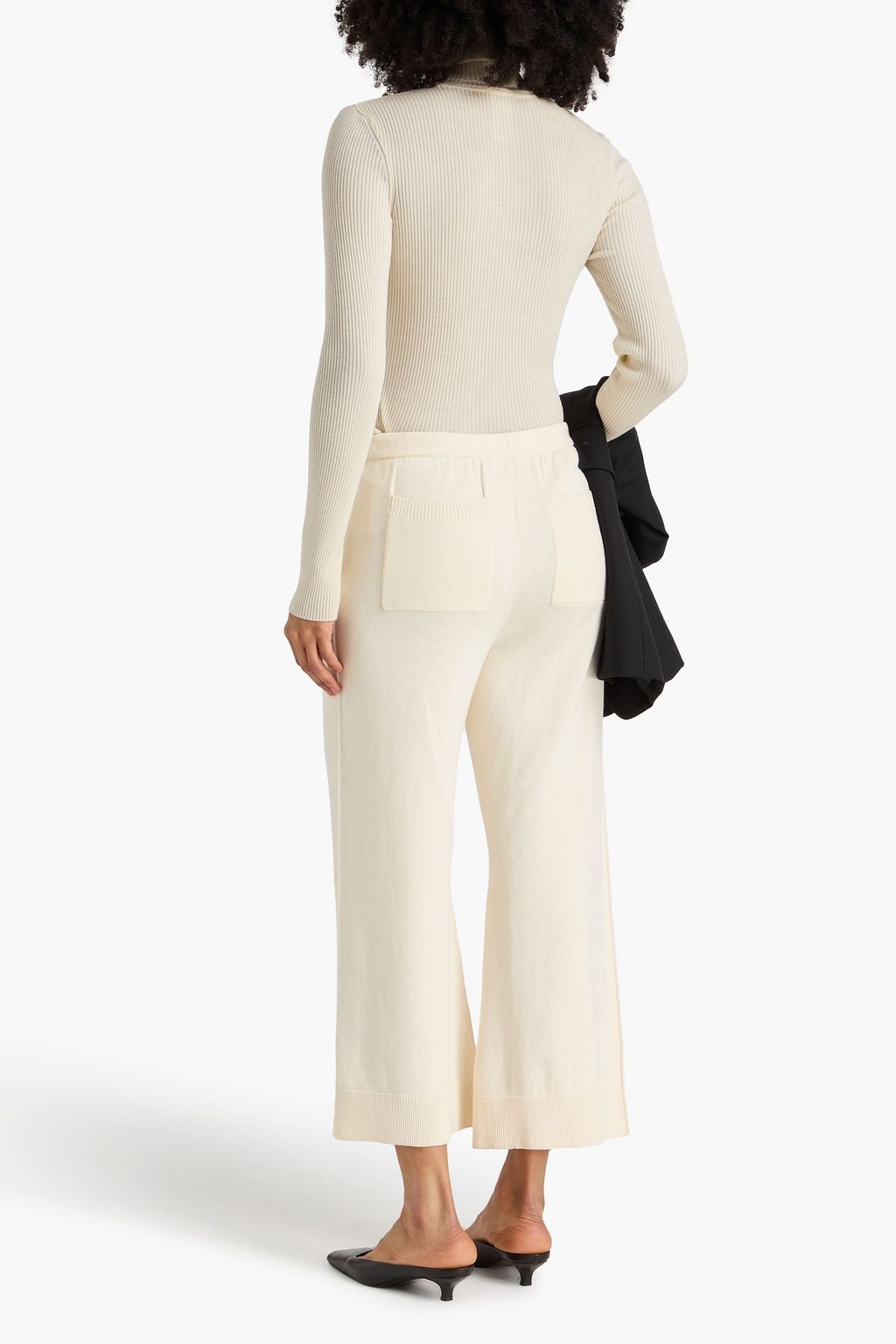 SIMKHAI Celine cropped cotton and cashmere-blend wide-leg pants
