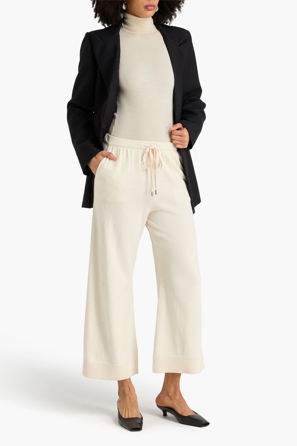 SIMKHAI Celine cropped cotton and cashmere-blend wide-leg pants