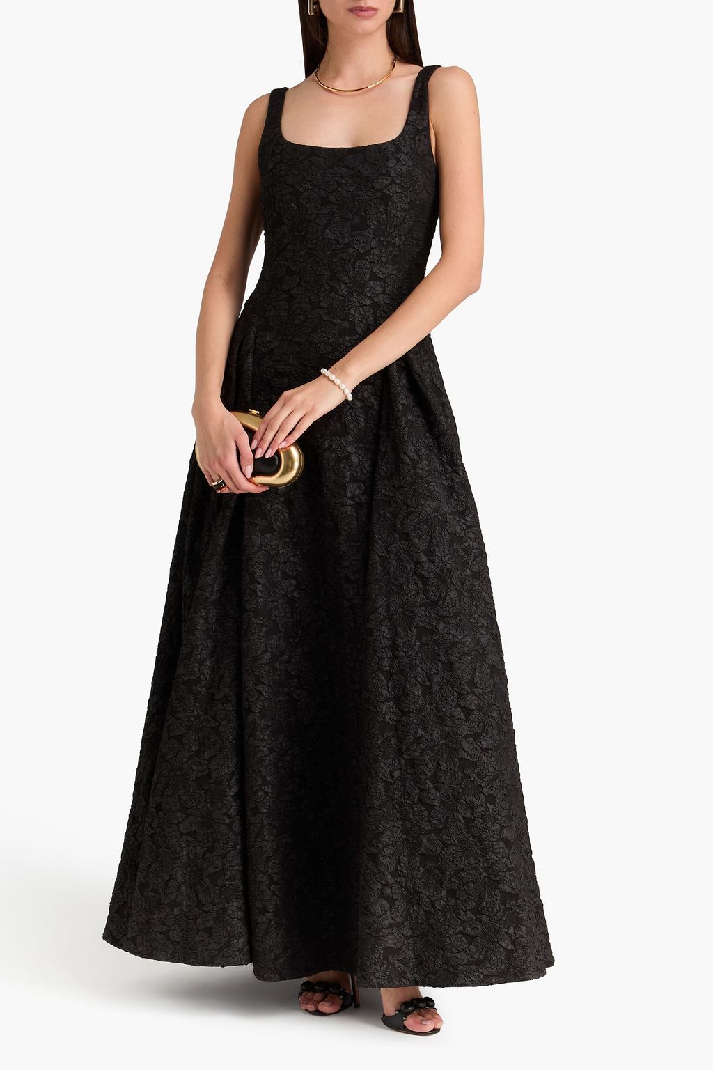 SIMKHAI Jaida pleated cloqué gown