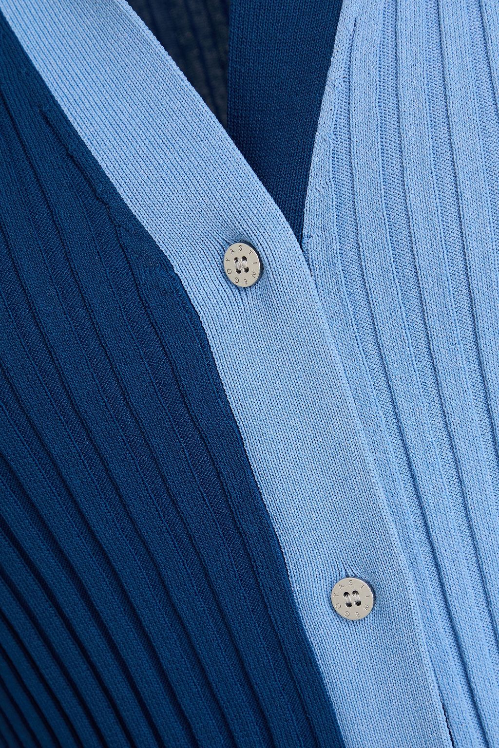 STINE GOYA Two-tone ribbed-knit cardigan