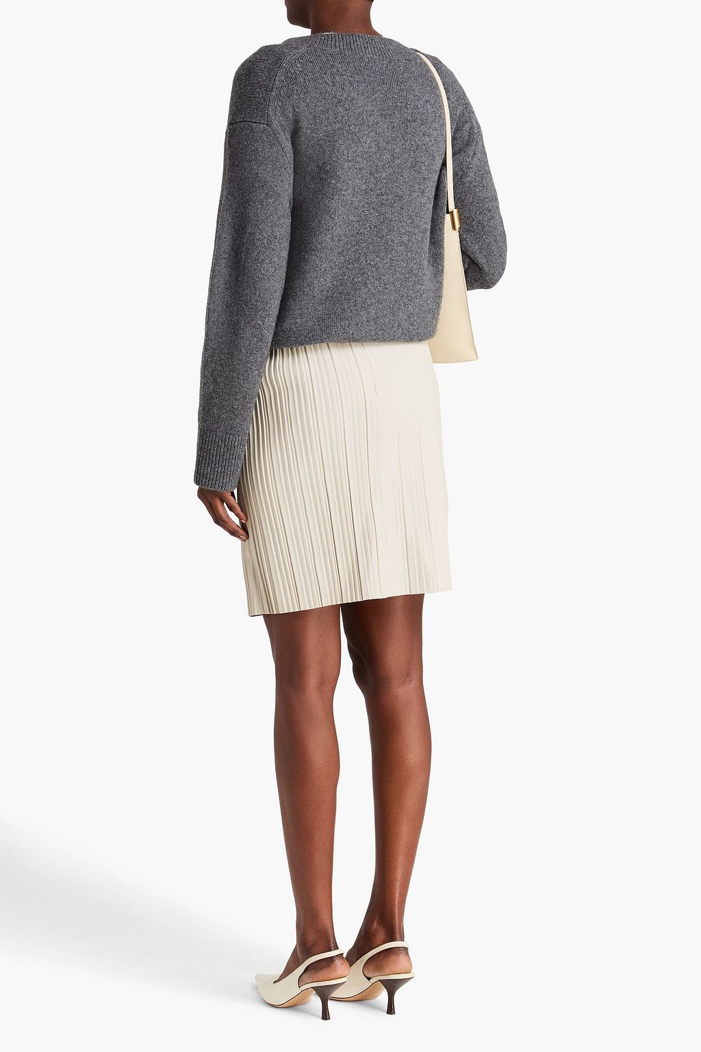 RÓHE تنورة من الجلد مزينة بكسرات