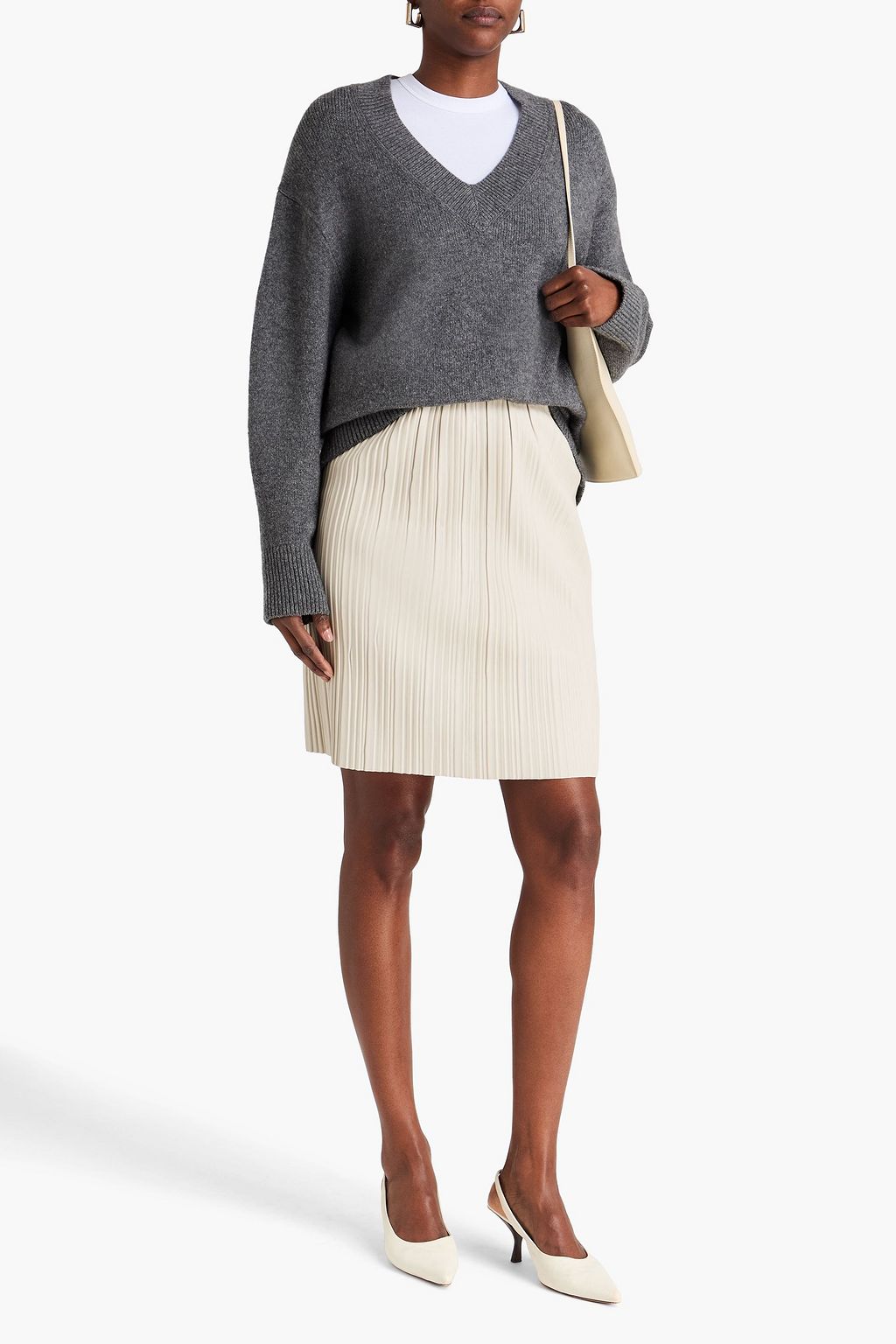 RÓHE تنورة من الجلد مزينة بكسرات