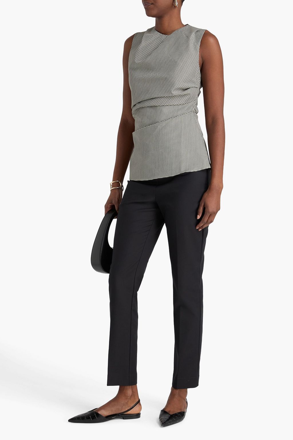 RÓHE بلوزة من مزيج الصوف بطبعة مربعات بتأثير مزموم