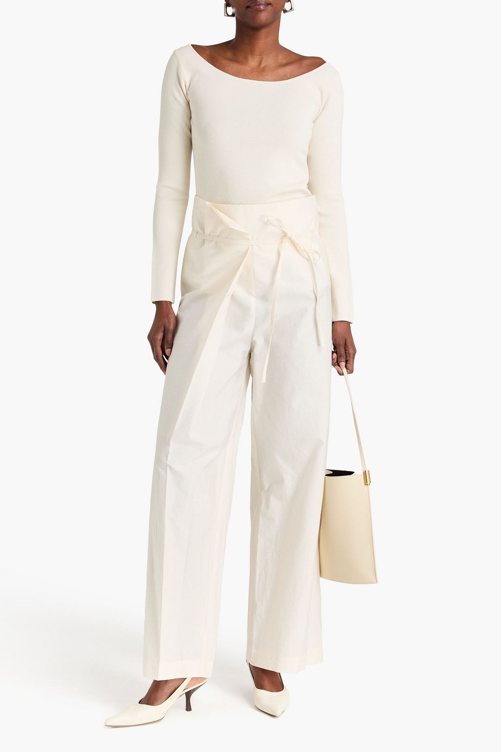 RÓHE بنطال بأرجل واسعة من مزيج من القطن