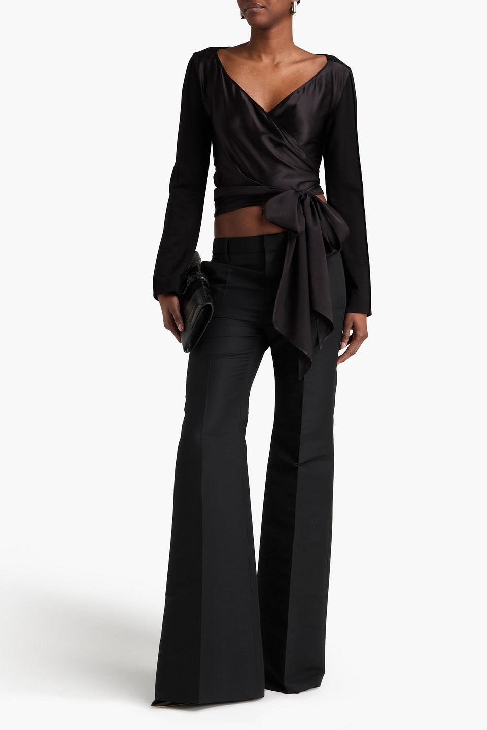  Bevza - Wickeloberteil Aus Satin Und Stretch-strick - Schwarz - S 
