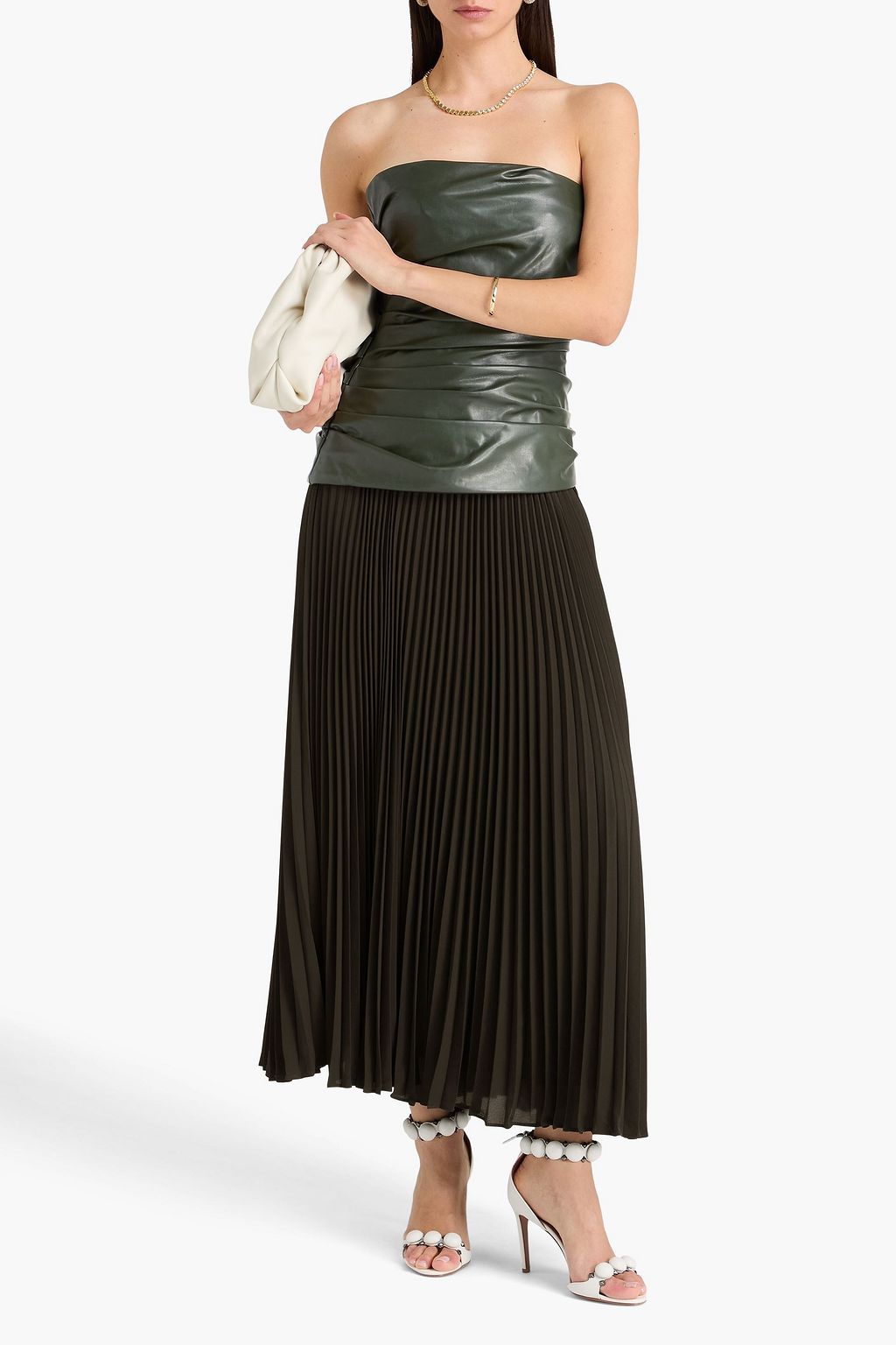 SIMKHAI Arie strapless pleated georgette maxi dress