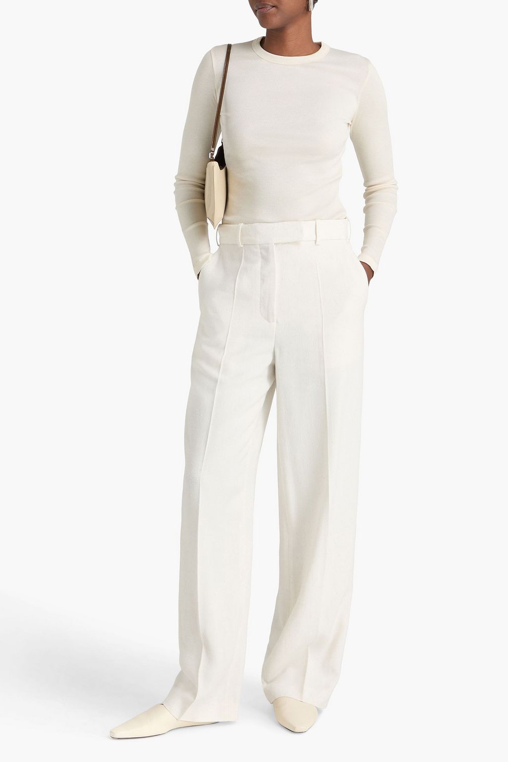 RÓHE بنطال من نسيج سلوب المحبوك بأرجل واسعة