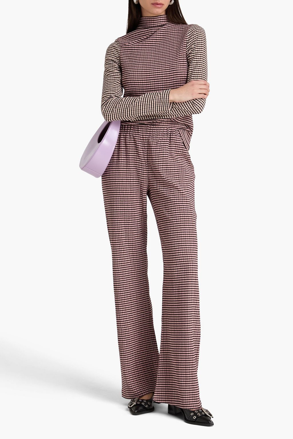STINE GOYA Striped seersucker wide-leg pants