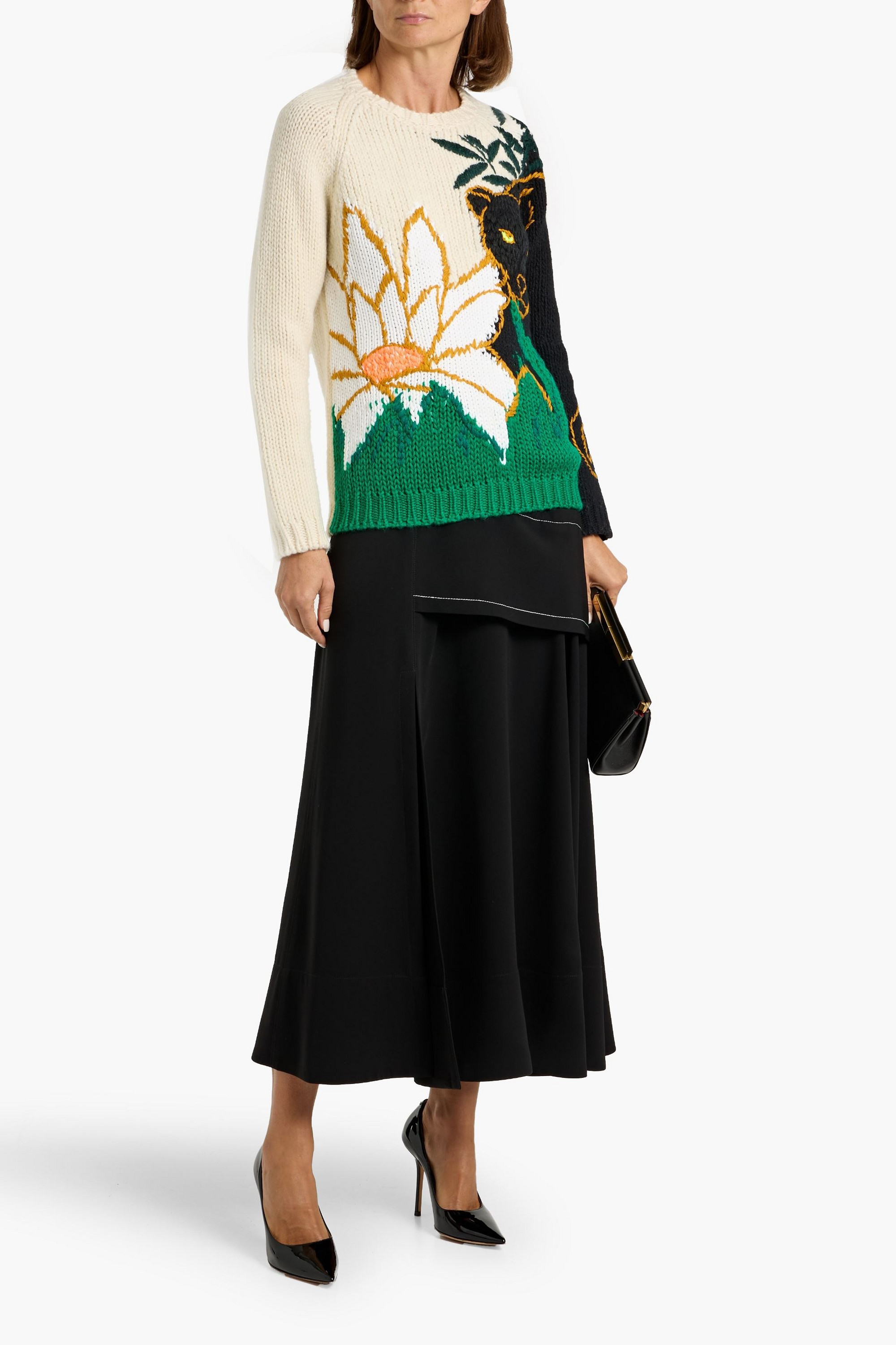 Valentino Garavani Intarsia wool, silk and cashmere-blend sweater