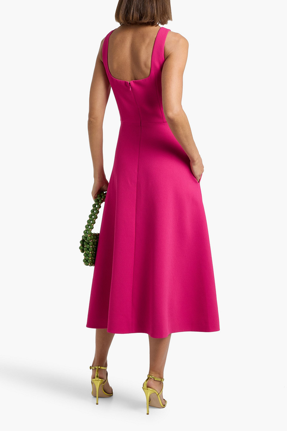 Emilia Wickstead Shiloh Crepe Midi Dress In Pink