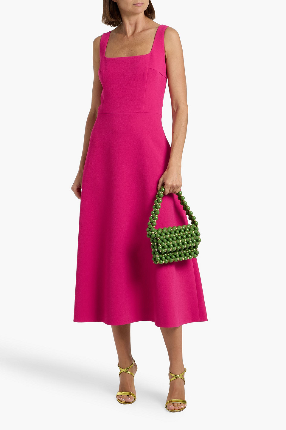 Emilia Wickstead Shiloh Crepe Midi Dress In Pink
