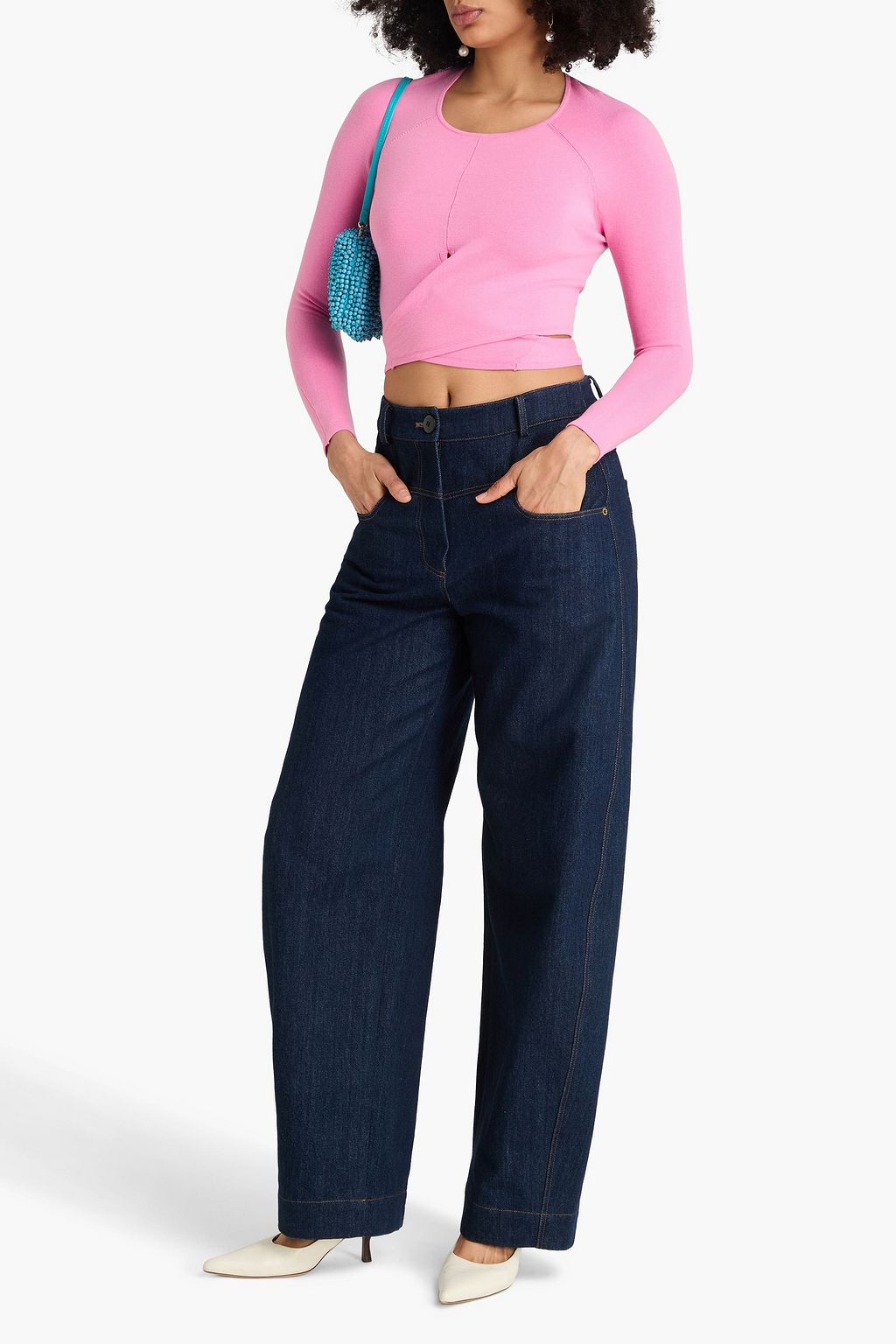 JOOSTRICOT Cropped open-back Lyocell-blend top