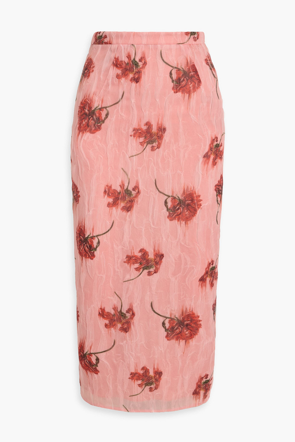 Emilia Wickstead Lorelei Floral-print Crinkled-organza Midi Skirt In Pink