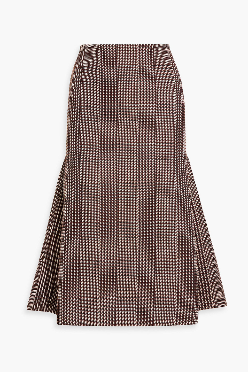 Emilia Wickstead Queenie Prince Of Wales Checked Tweed Midi Skirt In Brown