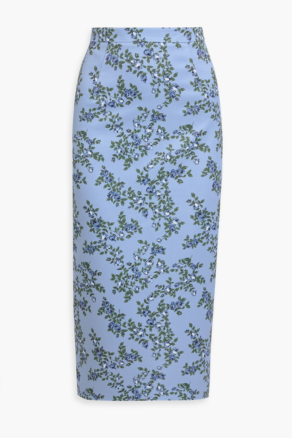 Emilia Wickstead Lorelei Floral-print Faille Midi Skirt In Blue