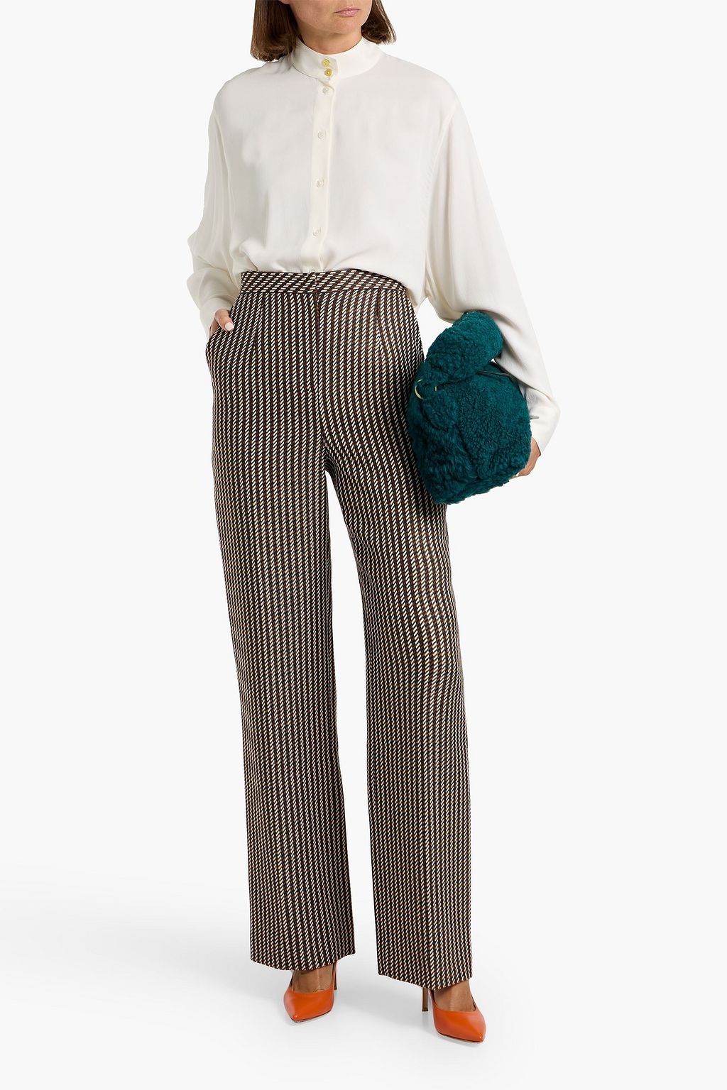EMILIA WICKSTEAD Miggy wool-blend jacquard straight-leg pants