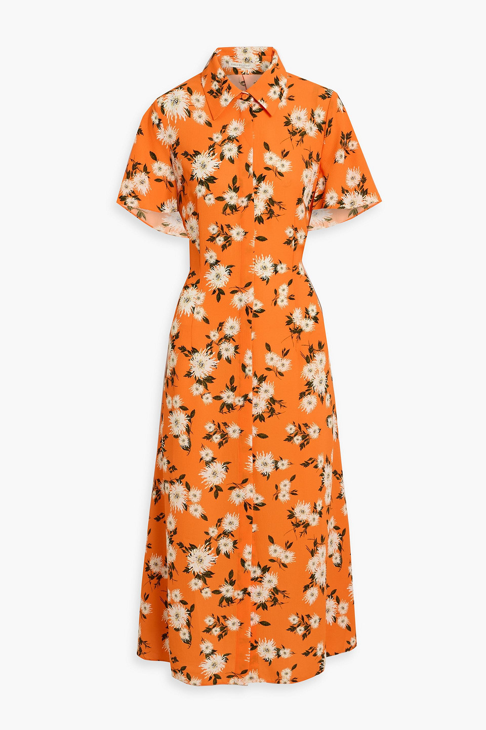 emilia wickstead - florencia cape-effect floral-print crepe midi dress - orange - uk 14