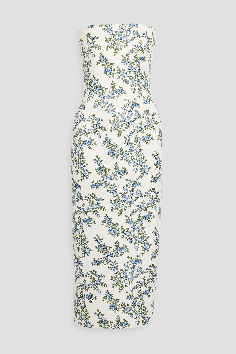 Emilia Wickstead Leila Strapless Floral-print Faille Midi Dress In Multi