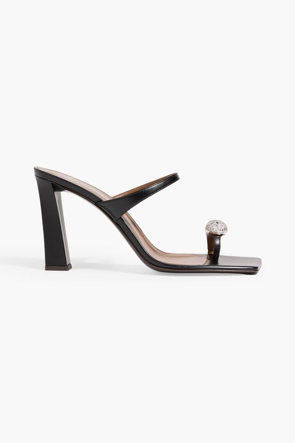 Giuseppe Zanotti Icon Ring 90 Crystal-embellished Leather Mules In Black