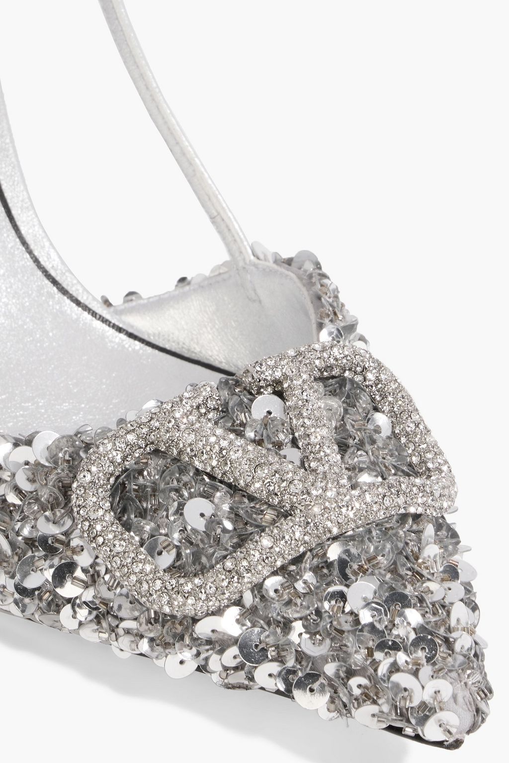 VALENTINO GARAVANI VLOGO sequined leather slingback pumps