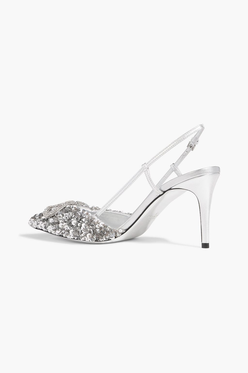 VALENTINO GARAVANI VLOGO sequined leather slingback pumps