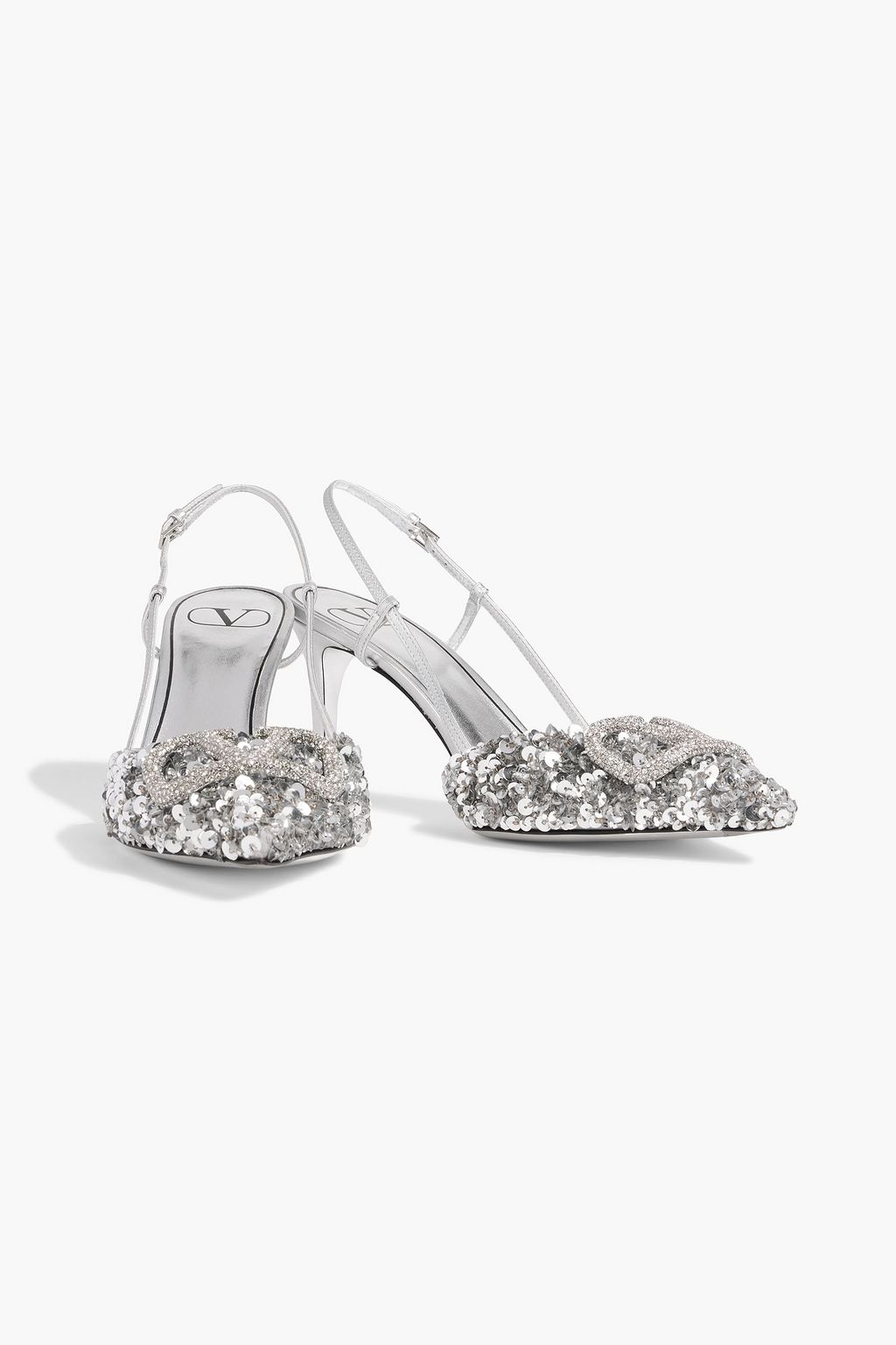 VALENTINO GARAVANI VLOGO sequined leather slingback pumps