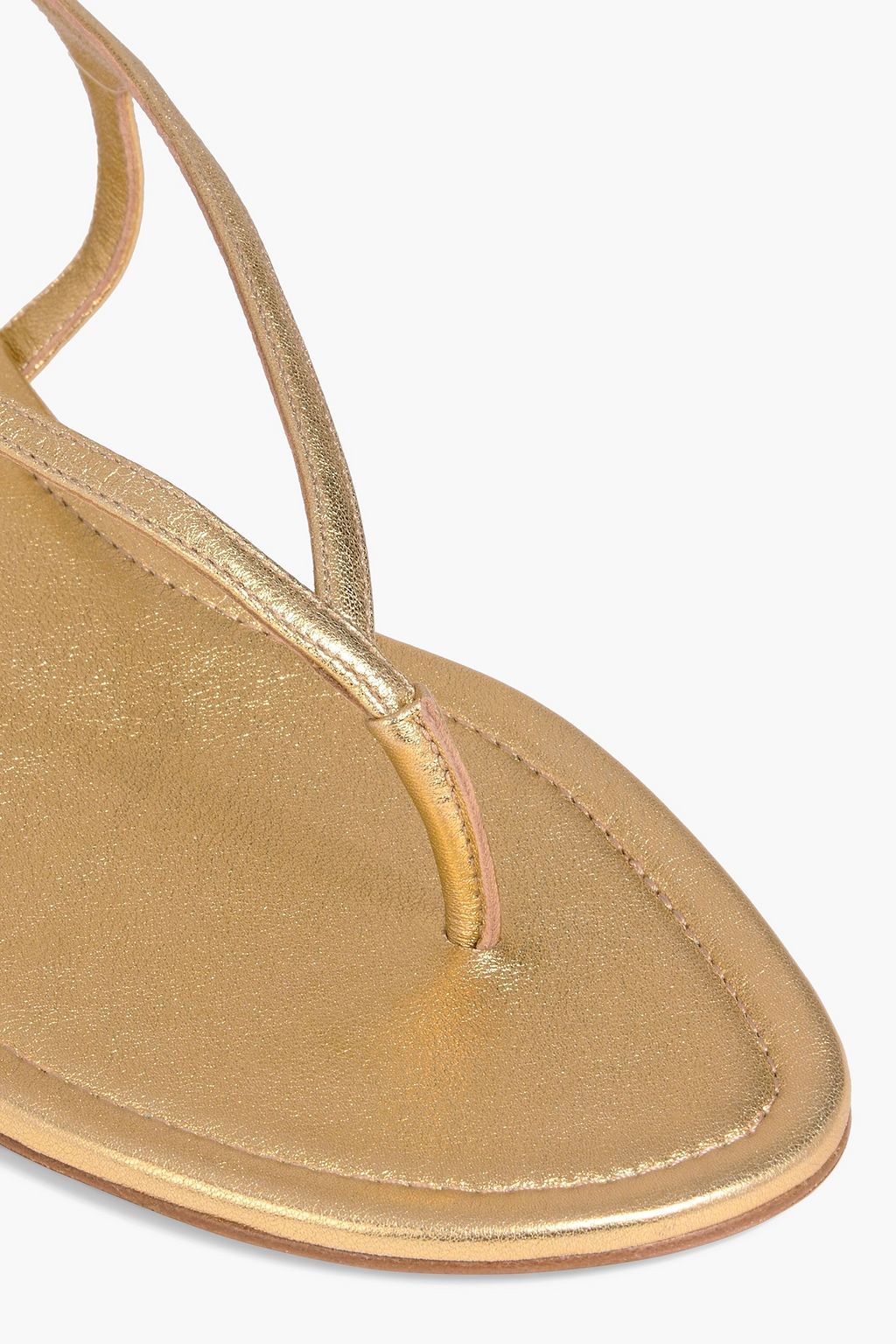 GABRIELA HEARST صندل "جيا" من الجلد بلون معدني ومزود بحزام خلفي