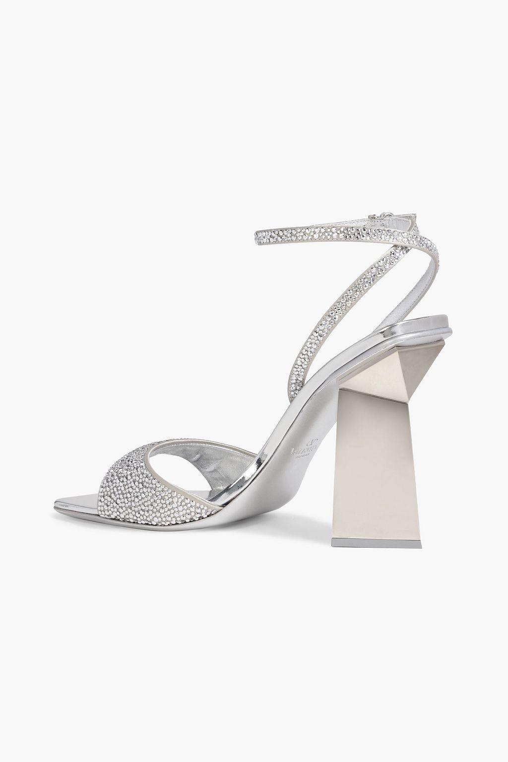 VALENTINO GARAVANI Hyper One Stud crystal-embellished mirrored leather sandals