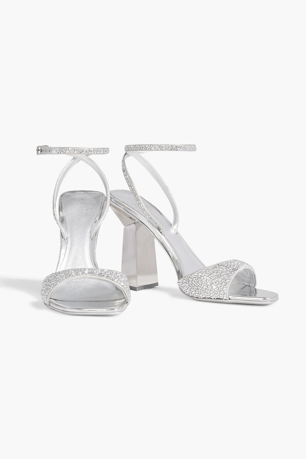 VALENTINO GARAVANI Hyper One Stud crystal-embellished mirrored leather sandals