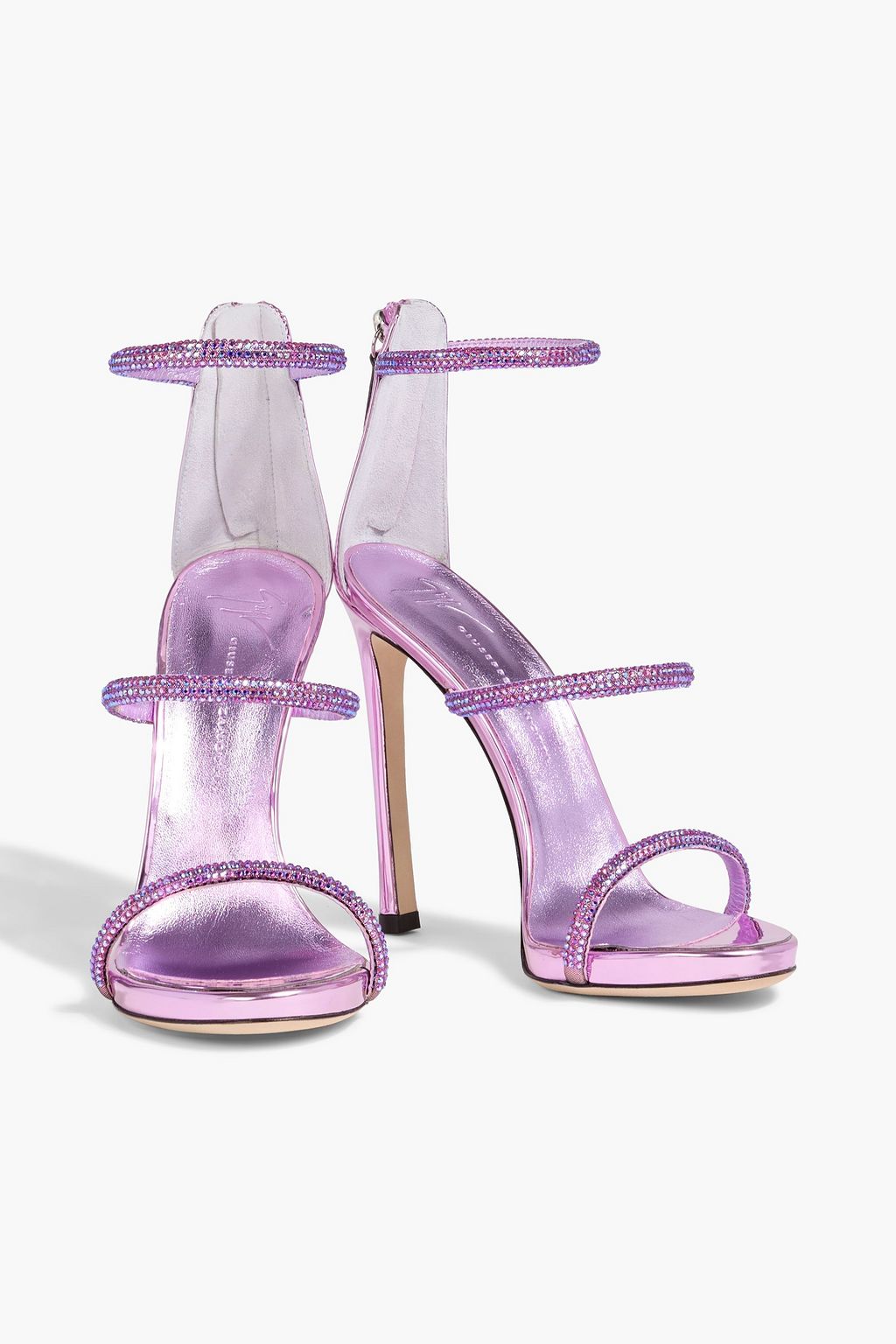 GIUSEPPE ZANOTTI Harmony crystal-embellished lamé sandals