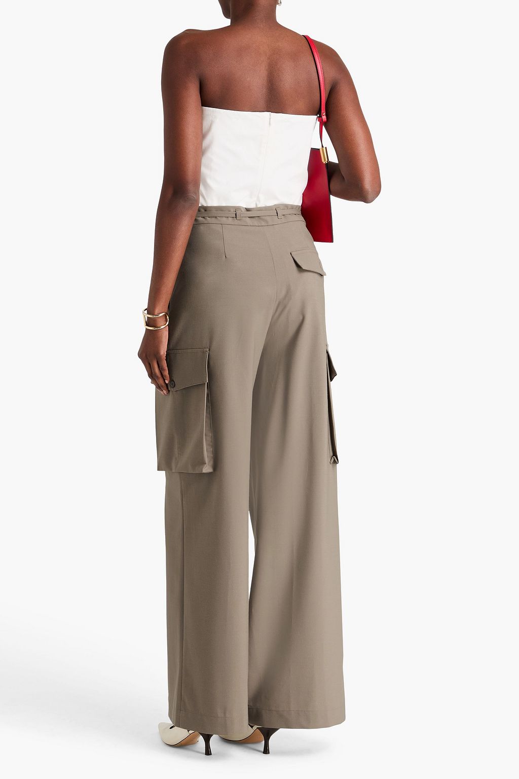 RÓHE بنطال كارجو من قماش الكانفاس بكسرات