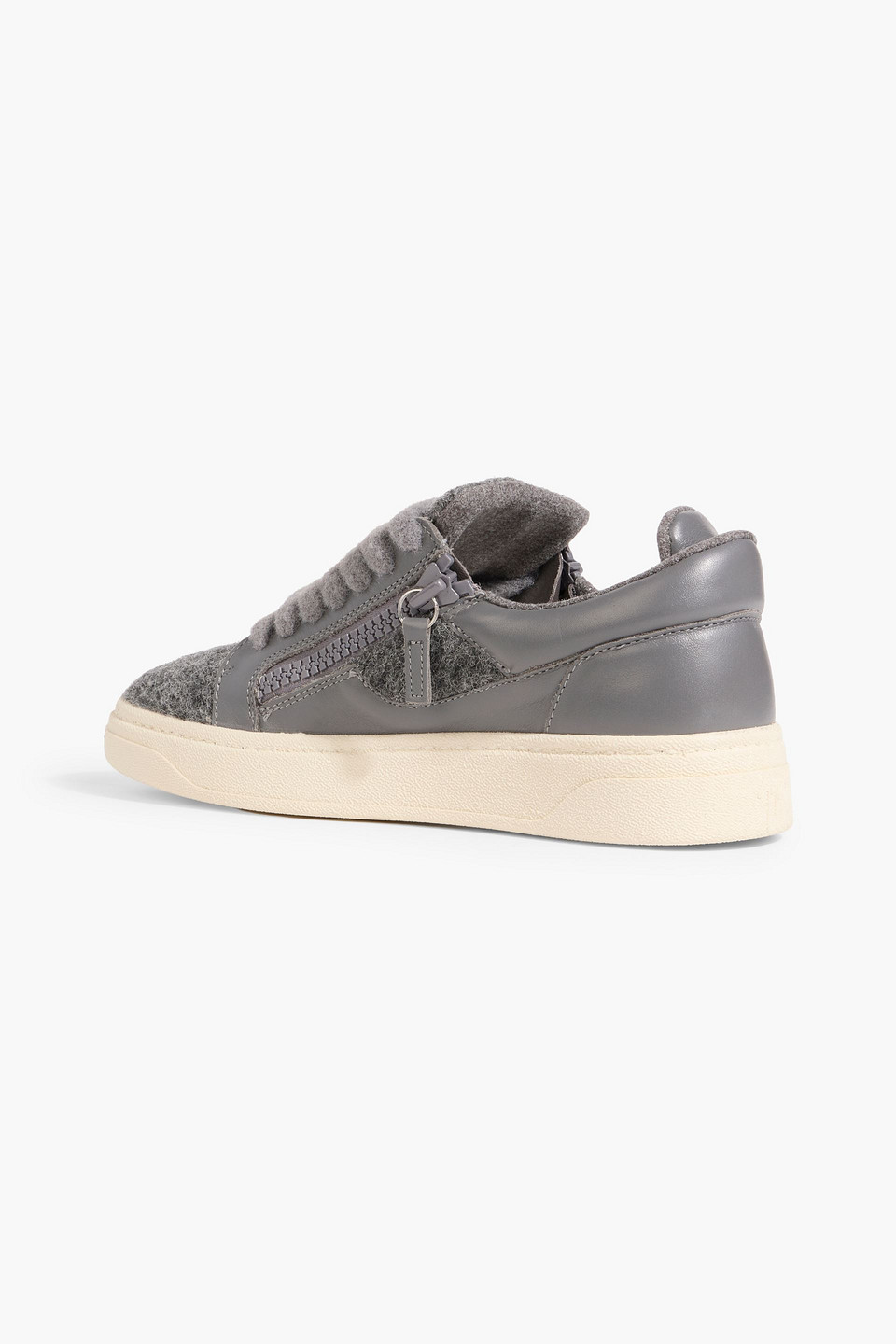 Giuseppe Zanotti Gz94 Brushed-felt And Leather Sneakers In Gray