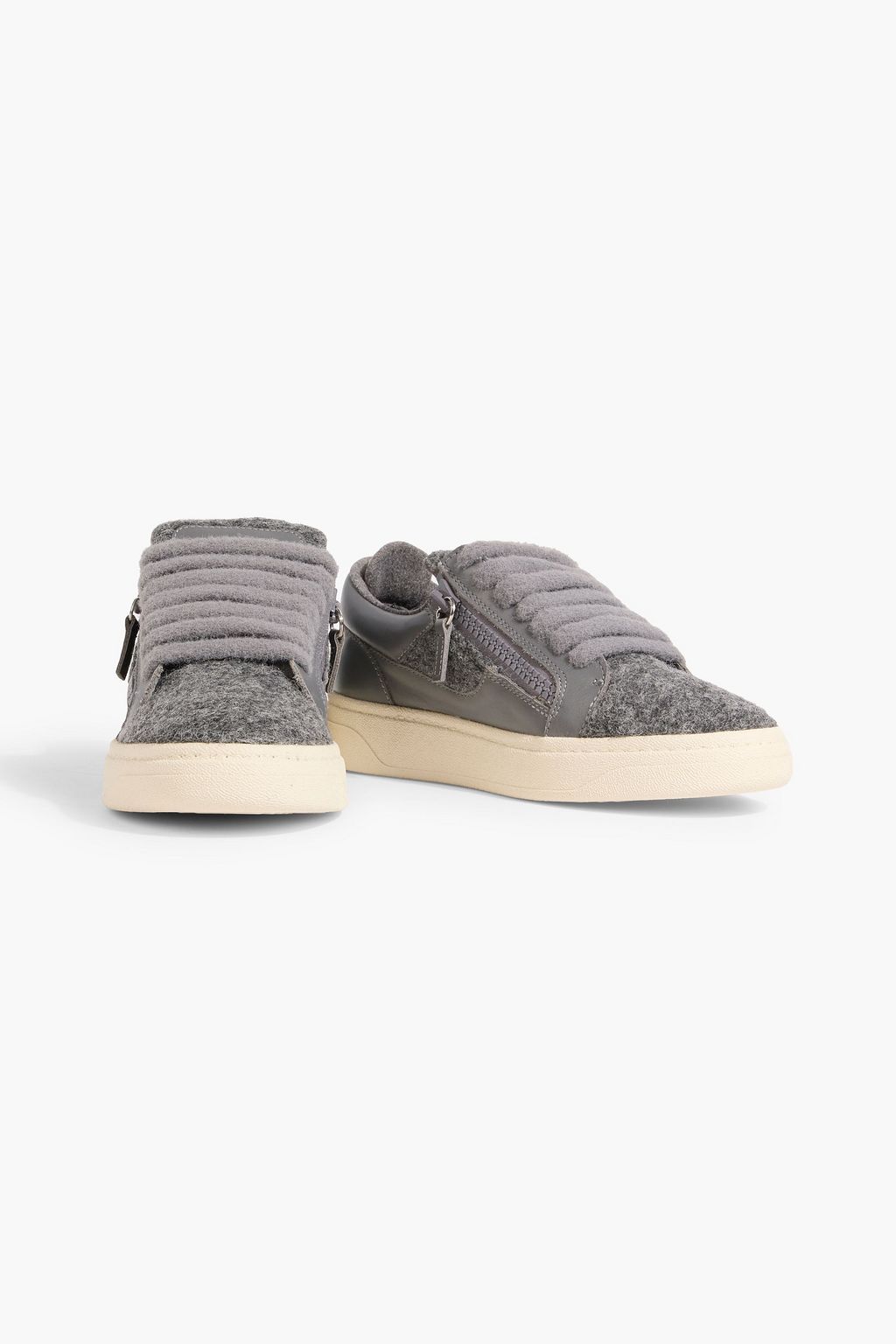 GIUSEPPE ZANOTTI GZ94 brushed-felt and leather sneakers