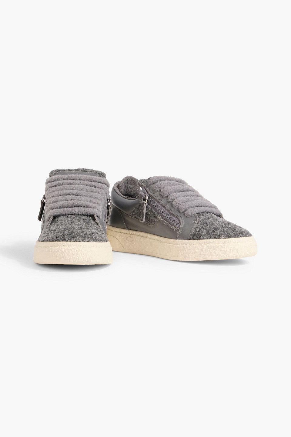 Giuseppe Zanotti Gz94 Brushed-felt And Leather Sneakers In Gray