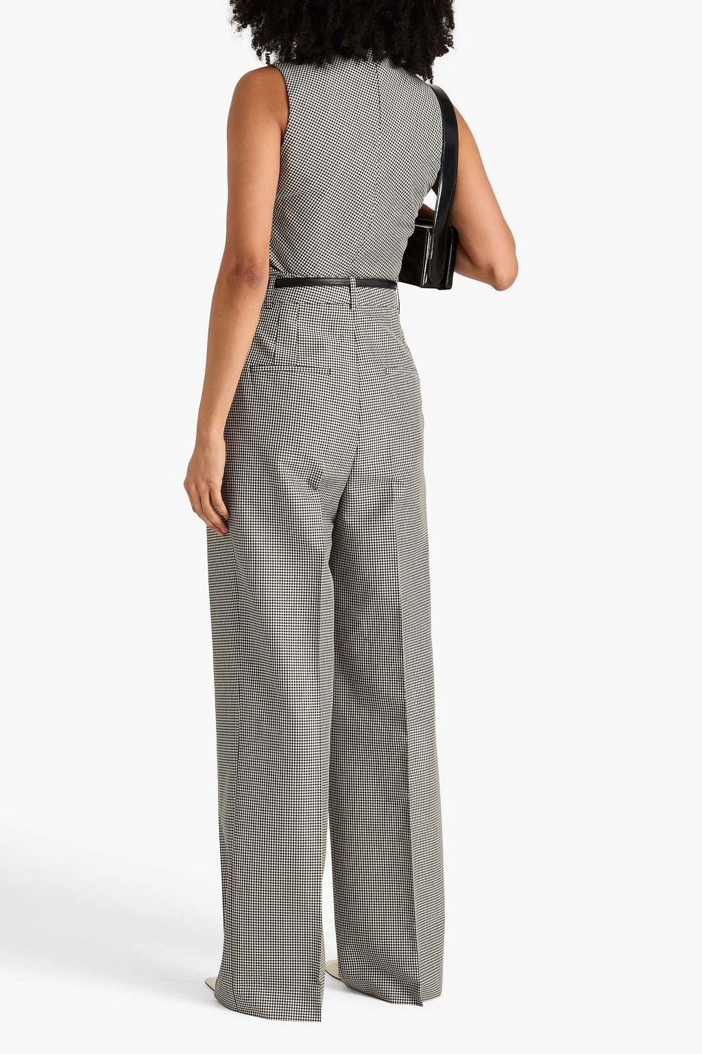 RÓHE بنطال بأرجل مستقيمة من الصوف بطبعة مربعات