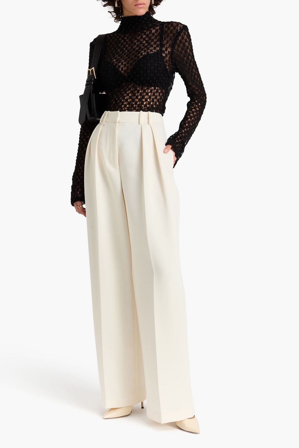 RÓHE بنطال بأرجل واسعة من التويل مزين بكسرات