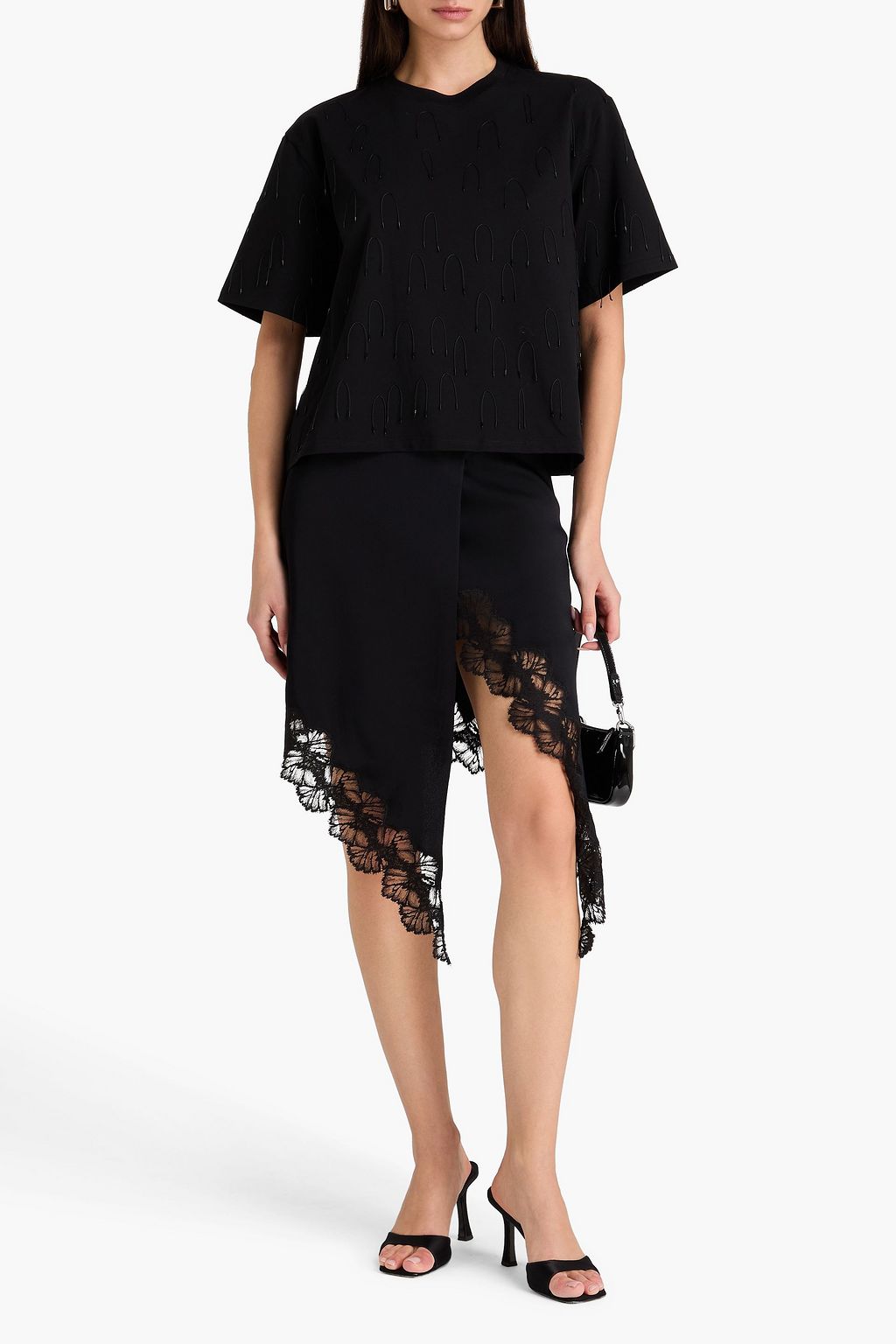 SIMKHAI Cropped bead-embellished stretch-cotton jersey T-shirt