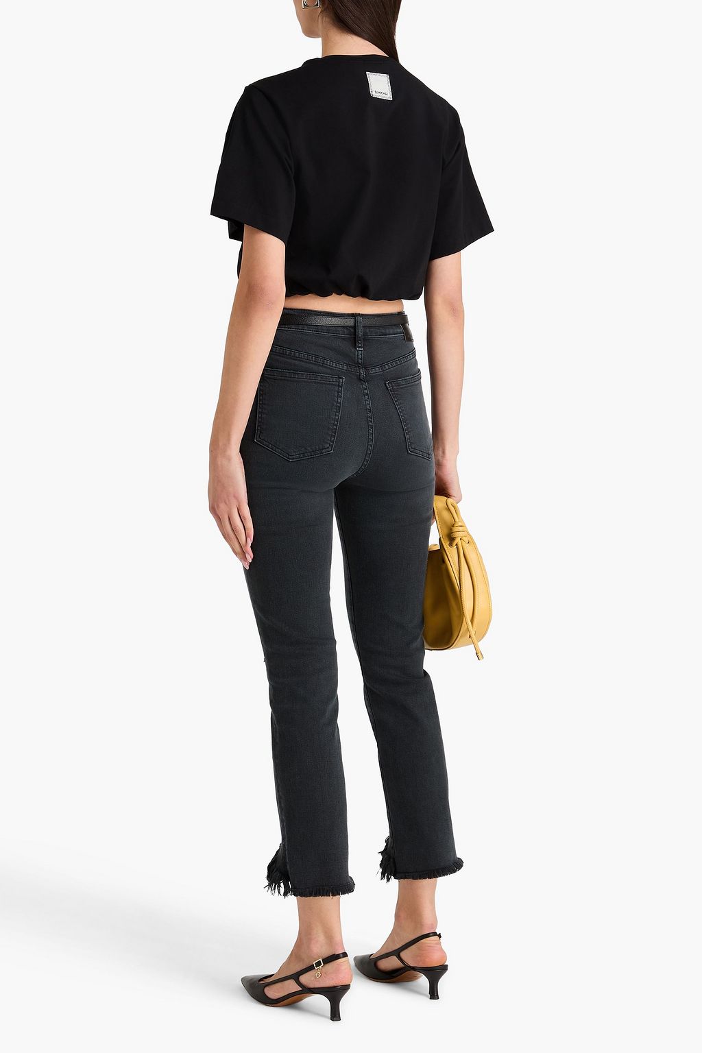 SIMKHAI Cropped cotton-blend jersey T-shirt