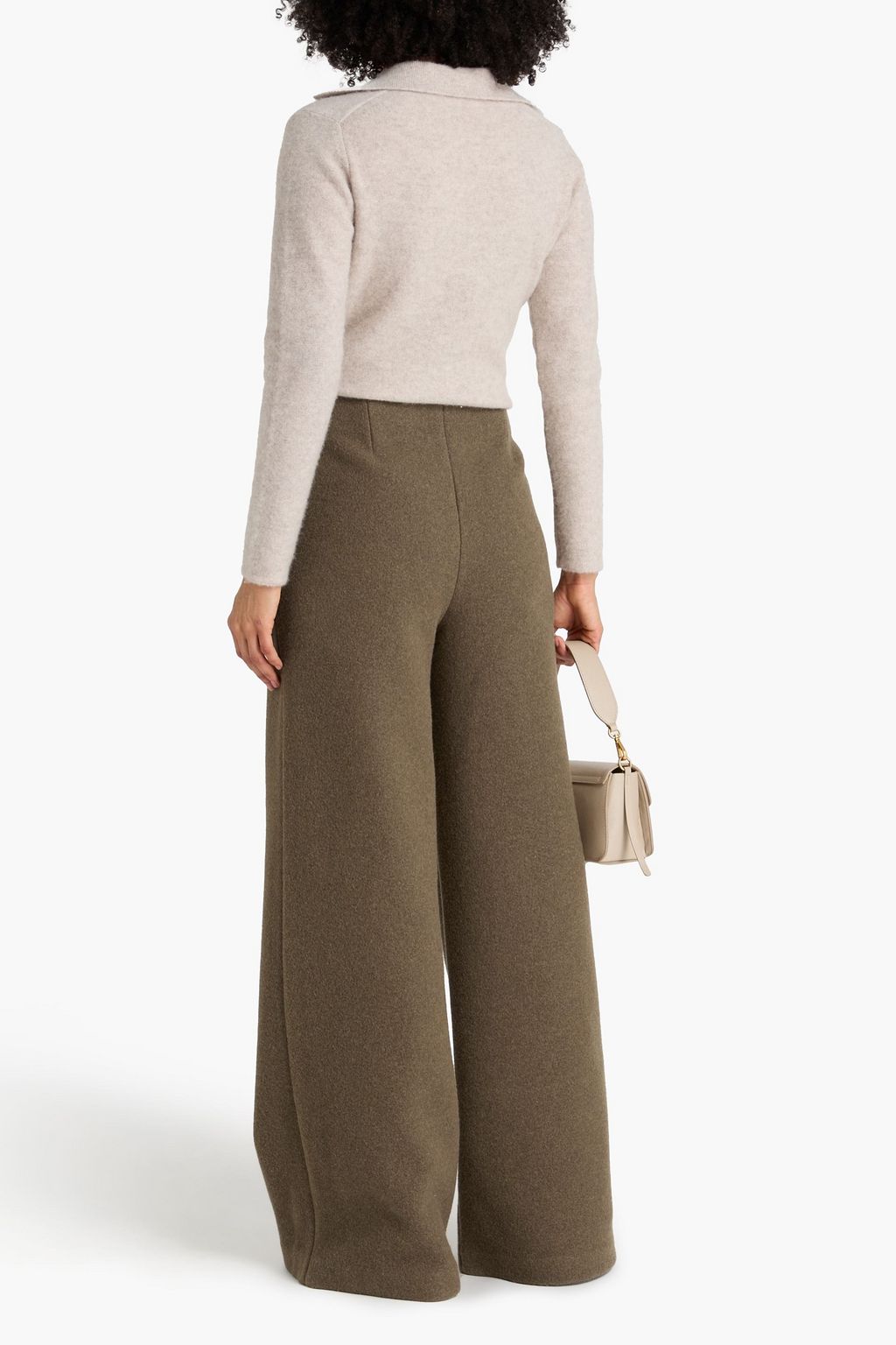 RÓHE بنطال من اللباد المصنوع من مزيج الصوف بأرجل واسعة