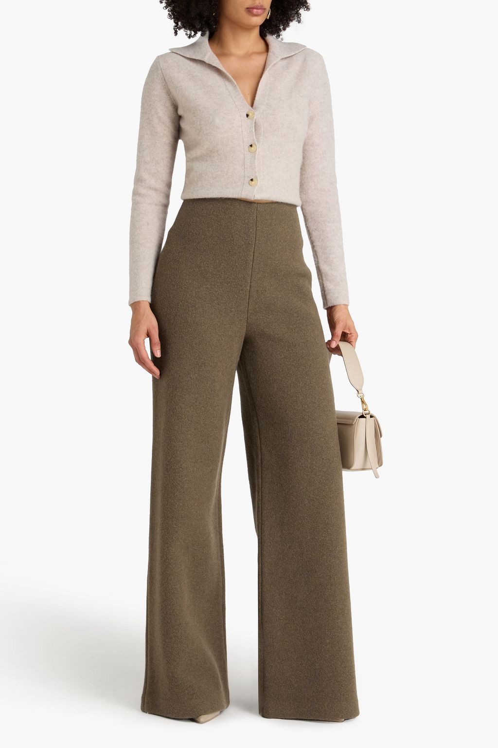 RÓHE بنطال من اللباد المصنوع من مزيج الصوف بأرجل واسعة