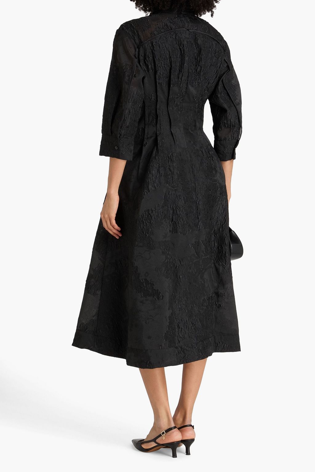 SIMKHAI Pintucked cloqué midi shirt dress