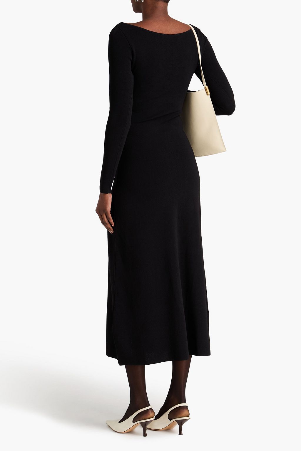 RÓHE فستان متوسط الطول بتصميم مكشوف الكتفين من نسيج محبوك