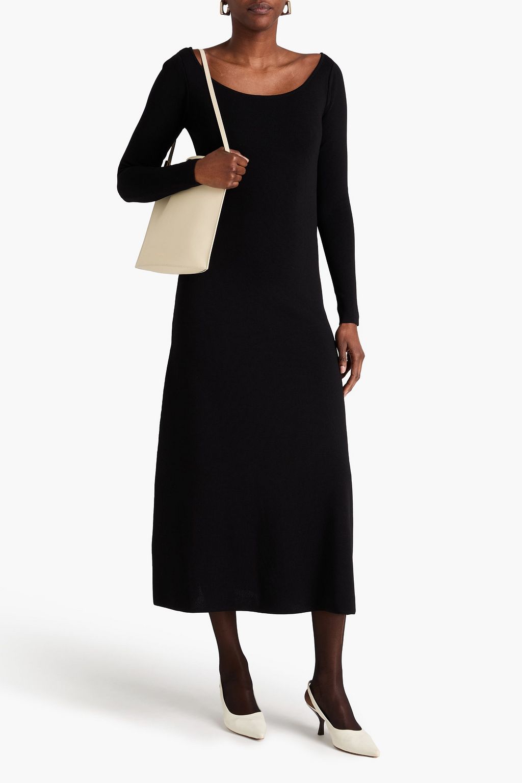 RÓHE فستان متوسط الطول بتصميم مكشوف الكتفين من نسيج محبوك