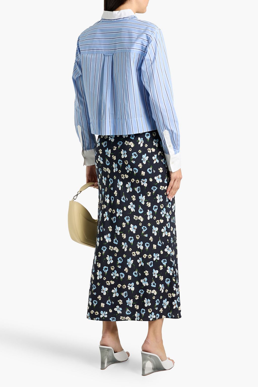 VERONICA BEARD Maia cropped striped cotton-blend poplin shirt