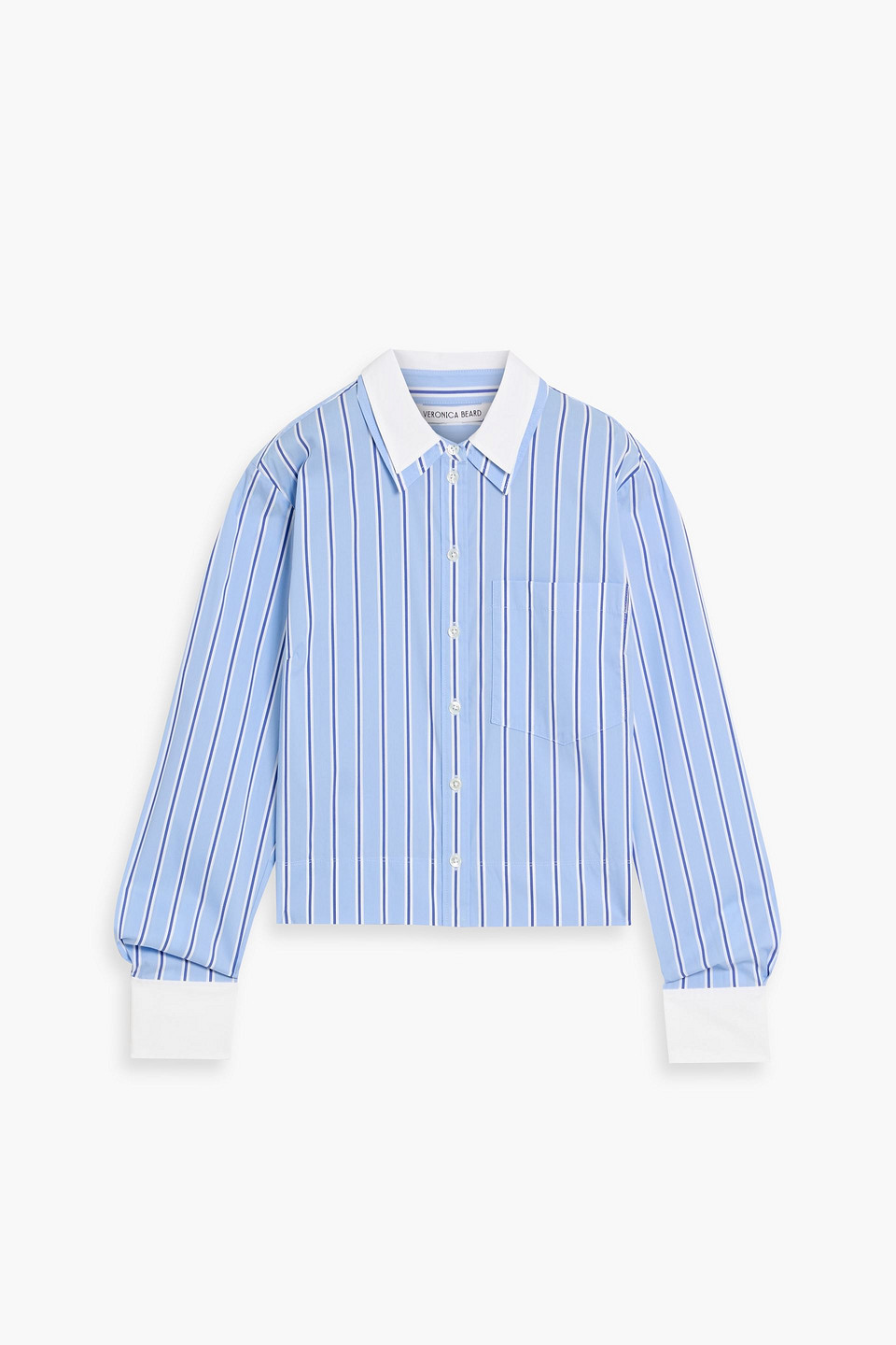 Veronica Beard Maia Cropped Striped Cotton-poplin Shirt In Multi