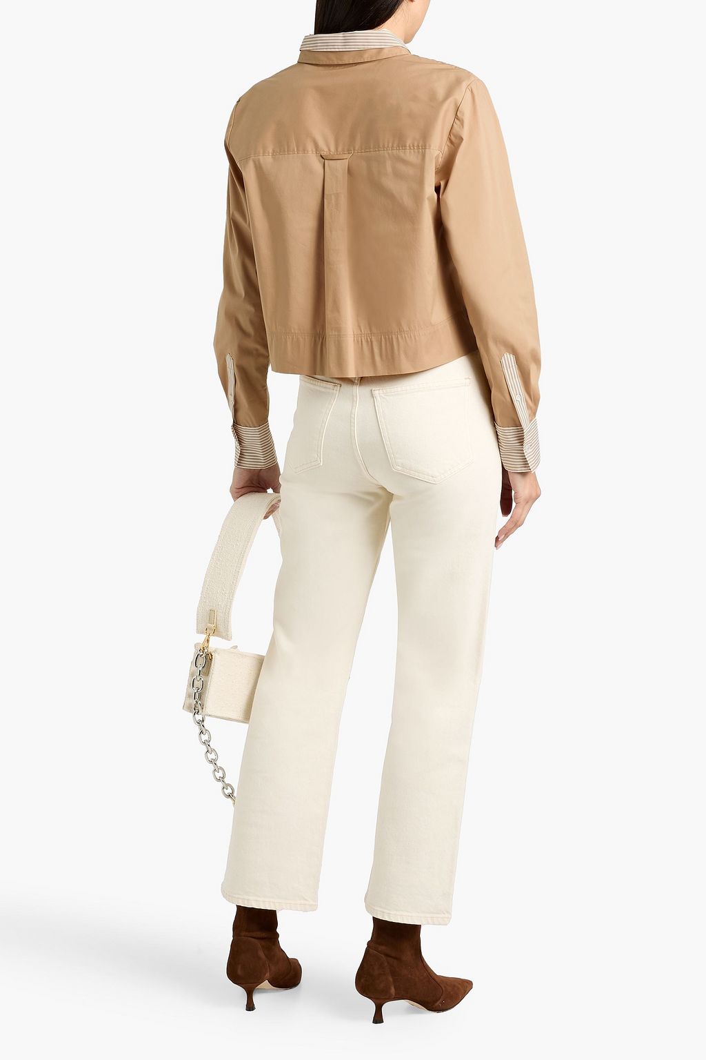 VERONICA BEARD Maia cropped layered cotton-poplin shirt