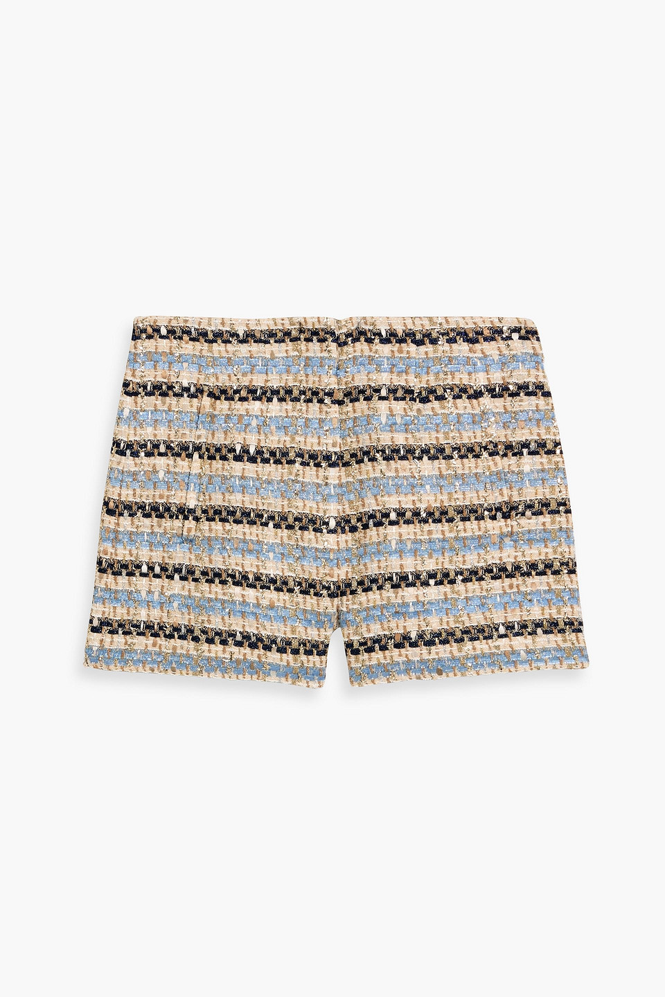 Veronica Beard Jazmin Metallic Striped Tweed Shorts In Blue