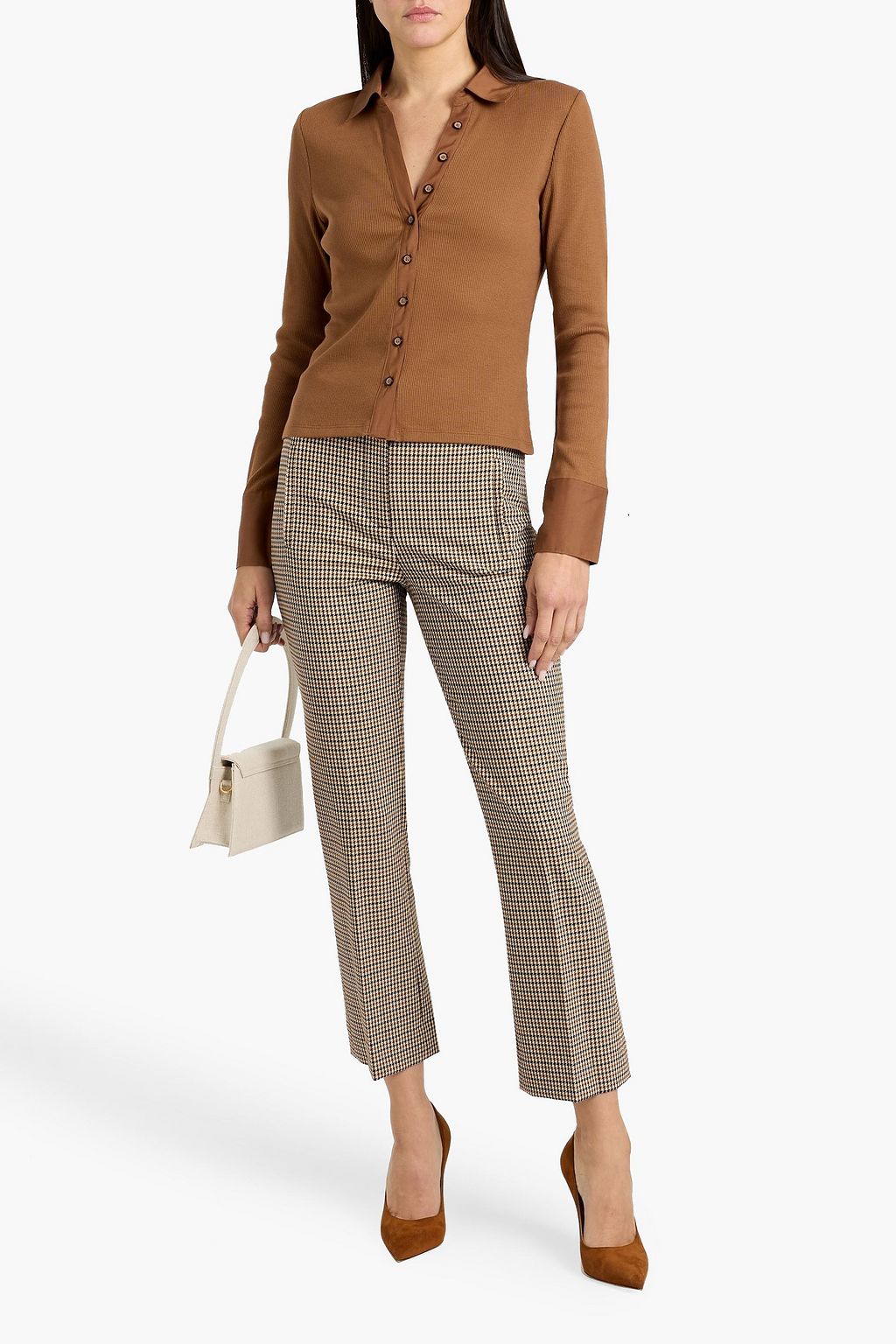 VERONICA BEARD Arte houndstooth jacquard kick-flare pants