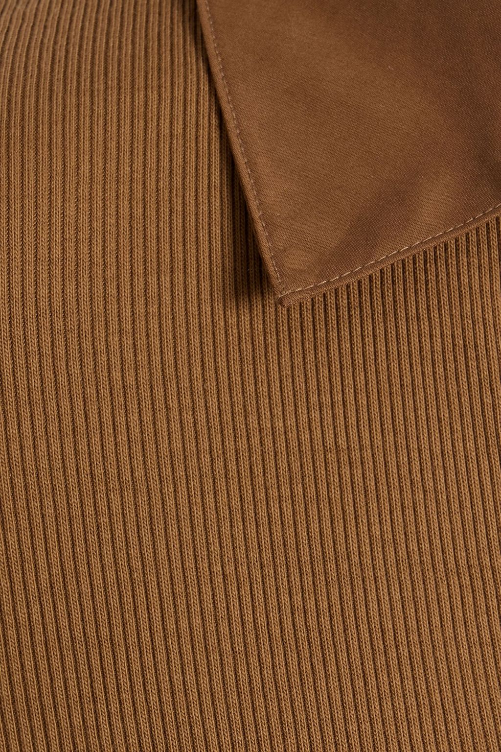 VERONICA BEARD Scottie poplin-trimmed ribbed Pima cotton-blend shirt