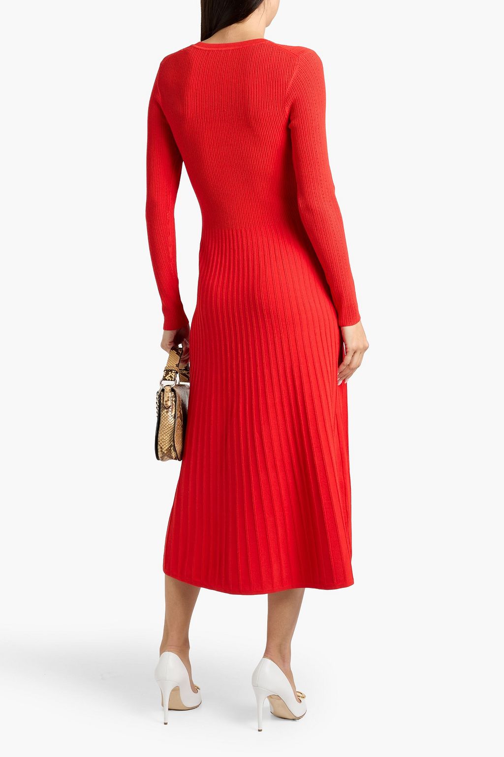 VERONICA BEARD Nami pointelle and ribbed-knit midi dress